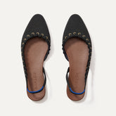 The Almond Slingback - Eyelet Black