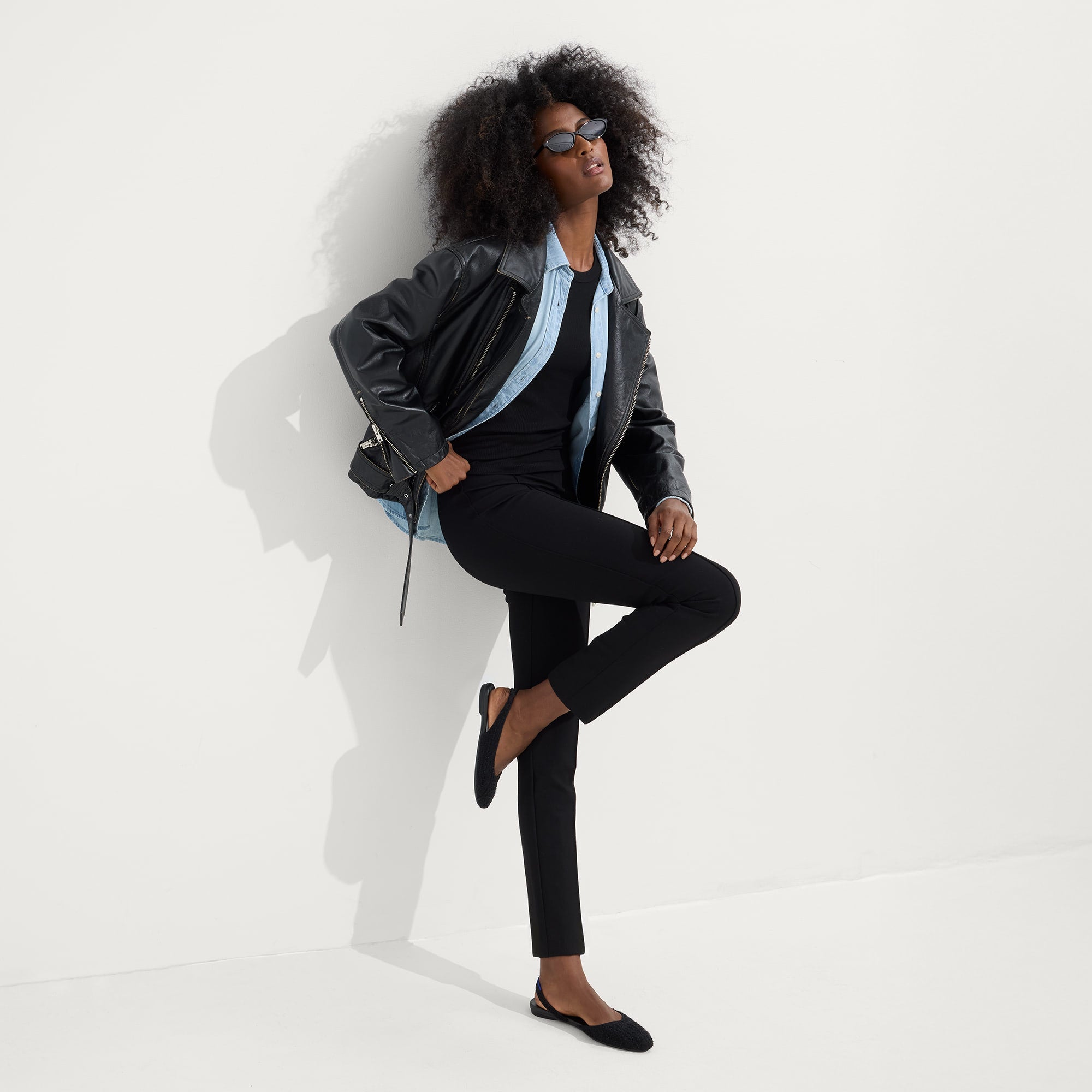 The Almond Slingback - Black Bouclé