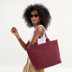 The Lightweight Zip Tote - Cabernet Check