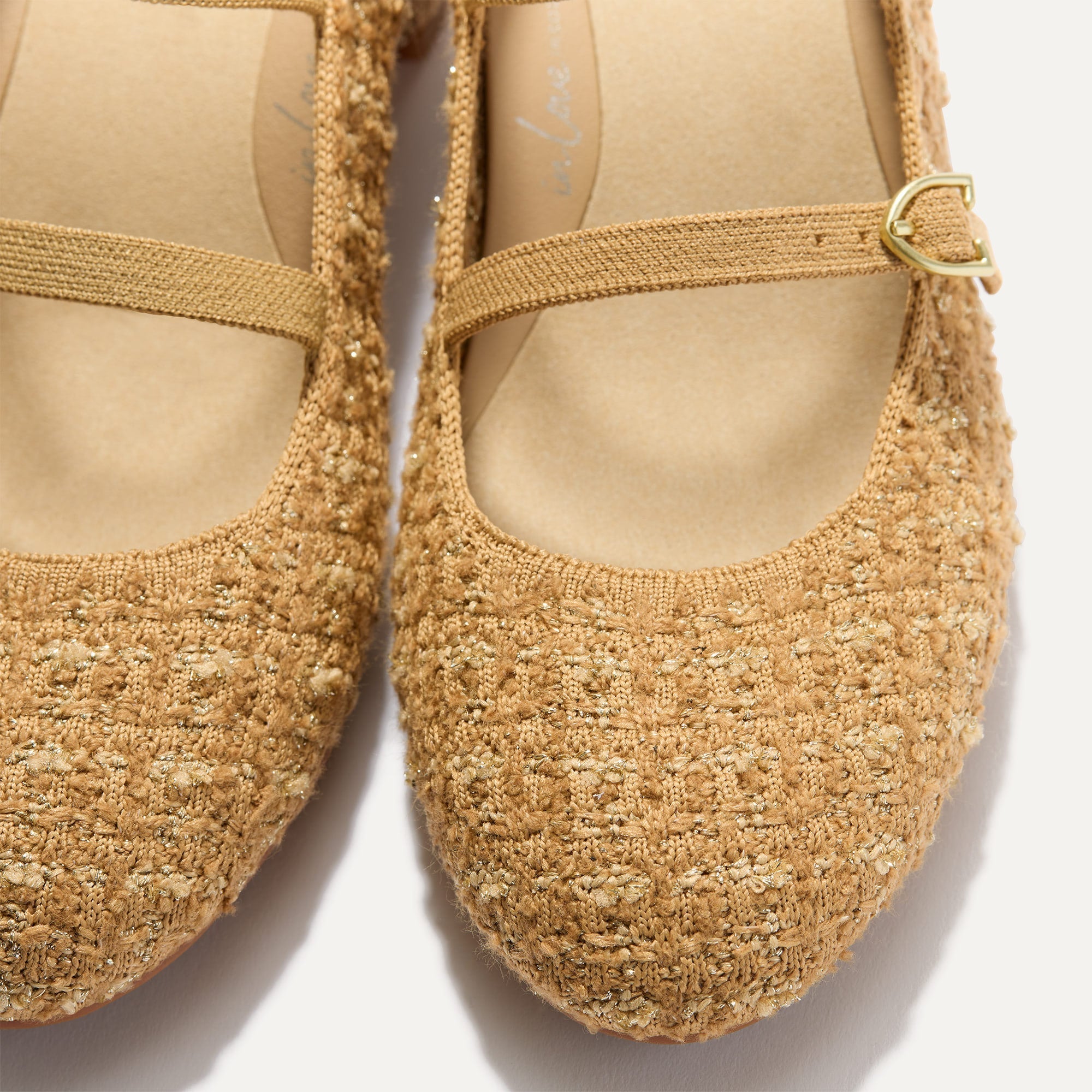 The Double Buckle Mary Jane Heel - Golden Tweed